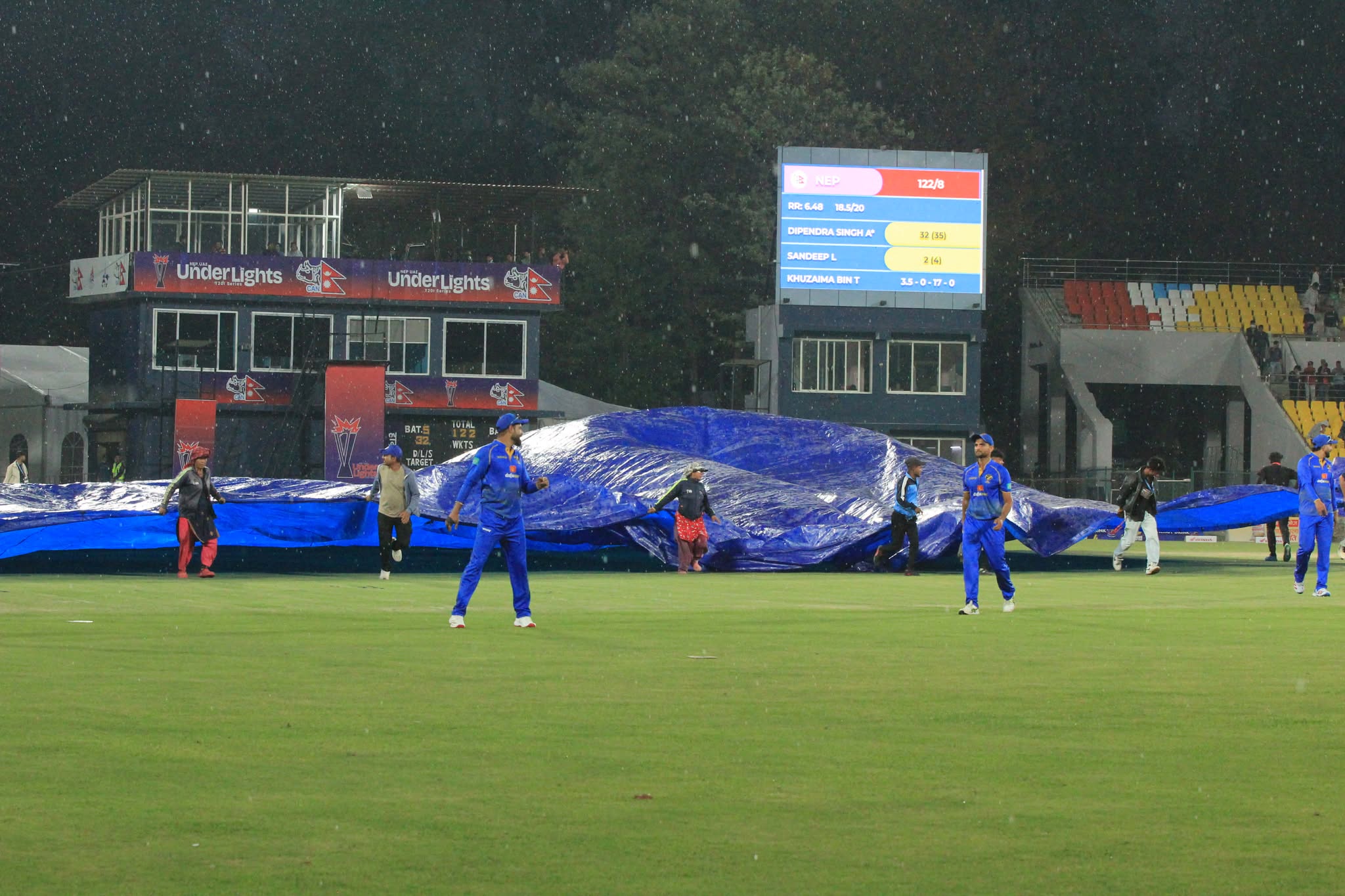 पानी परेपछि रोकियो नेपाल र युएईबीचको खेल