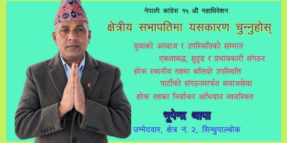‘सिन्धुपाल्चोक कांग्रेस २ को सभापतिमा यसकारण भोट मलाई’ – भूपेन्द्र थापा